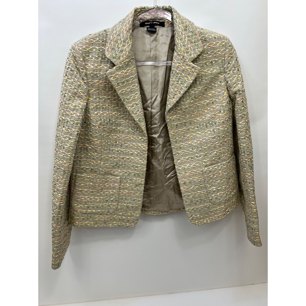 Ellen Tracy Beige Lined Textured Open Blazer Jacket - Womens Size 8‎